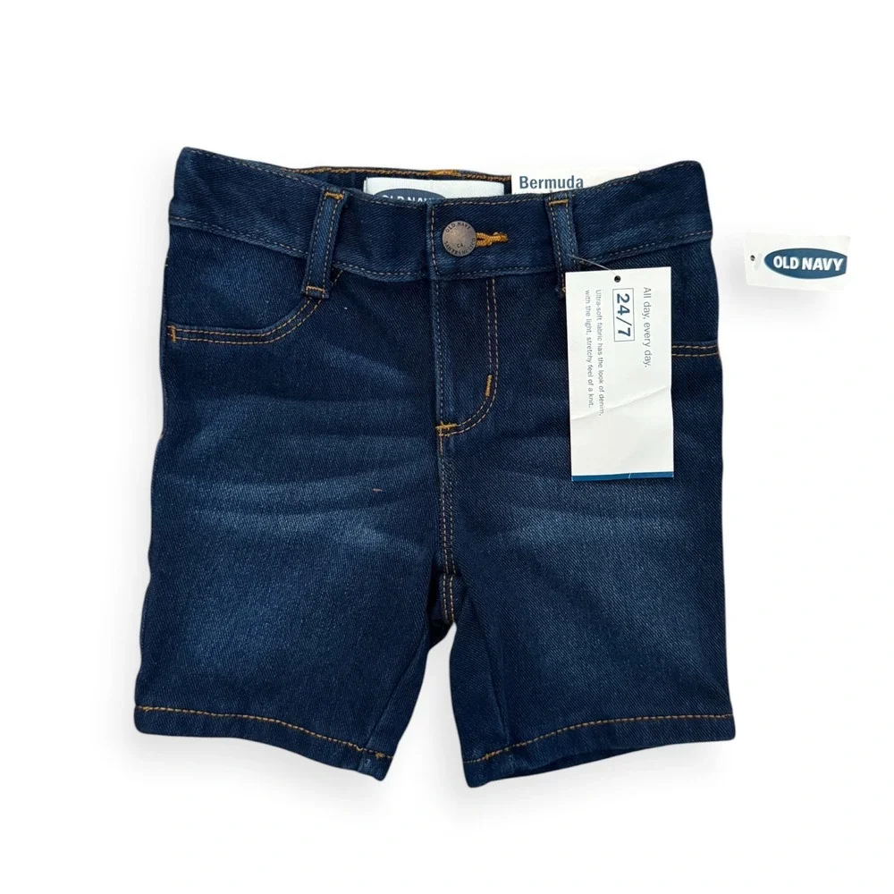 NWT Old Navy Toddler 2T Bermuda Denim Shorts 2pk Dark & Light Wash